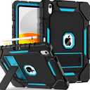 Grifobes for iPad A16 Case 11th Generation 11 inch 2025 / iPad 10th Generation Case 10.9 inch 2022, Heavy Duty Military Grade Shockproof Cover with Pencil Holder for i Pad 11/10 (Black, SkyBlue)