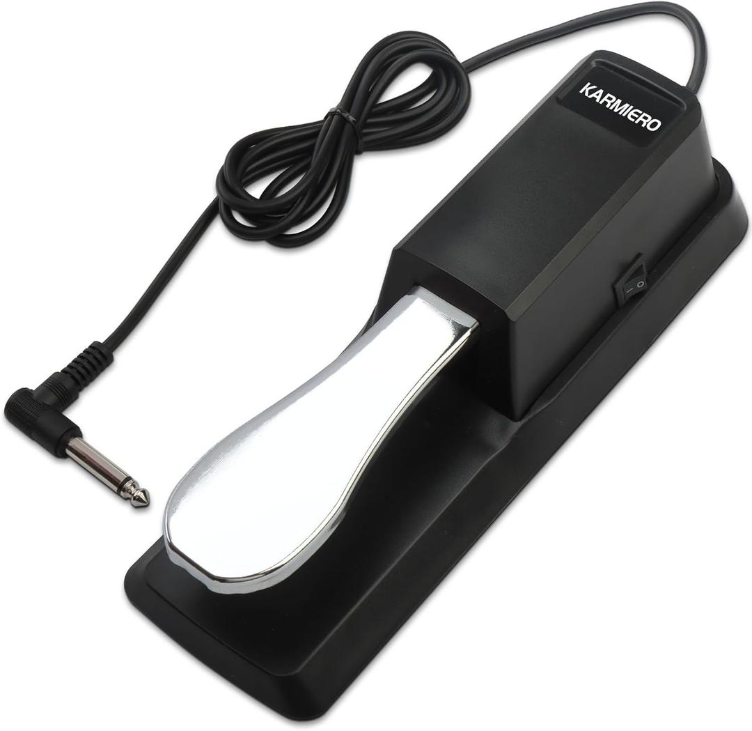Sustain Pedal for Keyboard Universal, Premium Sustain Pedal, Piano Pedal for Keyboard with Polarity Switch for MIDI Keyboards, Digital Pianos, Yamaha, Casio and More, 1/4'' Input Plug by karmiero