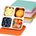 4 Pack Stainless Steel Snack Containers with Lids, Lunchable Container 4 Compartment Snack Containers, Small Bento Lunch Box Divided Food Storage for Portion Control Meal Prep Reusable Snackle