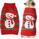 Christmas Dog Sweaters for Small Medium Large Dogs and Cats,Pet Soft Warm Holiday Outfit Girl & Boy,Pup Winter Clothes Turtleneck Double Knitting Collar for Outdoors Playing (Snowman,Large)