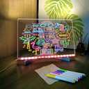 LED Note Board with 7 Colors LED Drawing Board with Stand Light Up Dry Erase Board Acrylic Include Adapter for Kids, Room/Store/Office/Festival/Gift(11.7"x15.8")