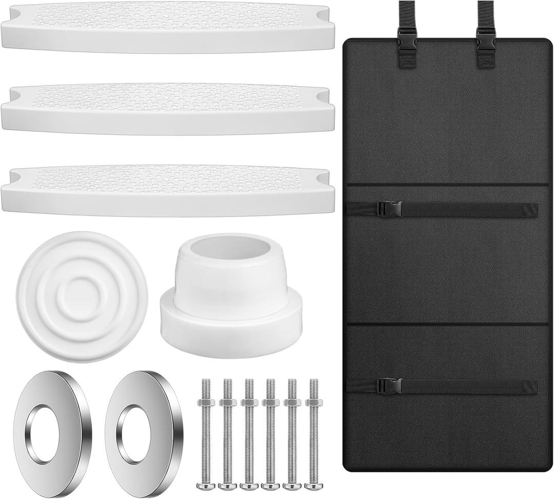 Set of 8 Pool Ladder Parts Swimming Pool and 20'' Non Slip Ladder Steps Replacement with Bumpers Escutcheon Plates Bolts for Summer Inground Above Ground