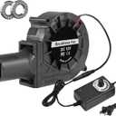 97mm Blower Fan 12V BBQ Blower Fan with AC Plug 110V 240V BBQ Air Mover with 3 to 12V Speed Controller for Barbecue Camping, Fireplace, Bellows, Wood Stove, 97mm x 33mm