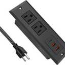 20W Recessed Power Strip USB C Fast Charge Desk Power Outlet Type C Flush Mounted Extension Power Plug for Conference Countertop Desktop Drawer Sofa ETL Listed (Black) (6.56 ft)