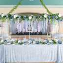 JoyHome 2 Pack Artificial Peony Flower Garland  6ft Silk Peony Garland Flower Vine Blue and White Peony Silk Roses Flowers for Wedding Arch Party Table Decor (2, Blue)