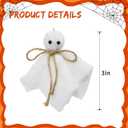 Halloween Ghosts Hanging Ornaments, Flannel Cloth Ghosts Party Garlands for Haunted House Halloween Decorations Indoor, with 39.3 Inch Long Hemp Rope, 9 Ghosts, and 50 Wooden Beads