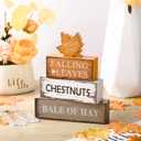 Fall Decor for Home, 4 Pcs Autumn Decorations Indoor Wooden Maple Leaf Fall Table Decor, Thanksgiving Harvest Centerpiece for Tiered Tray, Kitchen, Office, Farmhouse Party Table Centerpiece