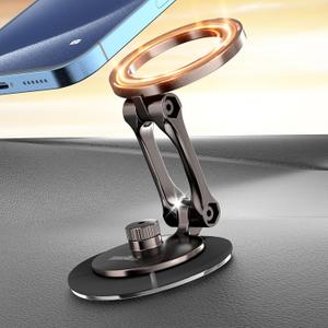 Smolink Tesla Phone Mount, All Metal Strong Magnet Magnetic Phone Holder for Car Dashborad and Tesla Model 3/Y/S/X, Foldable Hidden for MagSafe Car Mount Fit for iPhone All Phones, Black