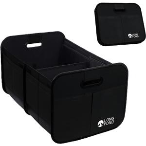 Long Pond Car Trunk Organizer, Storage for SUVs or Sedans, Foldable Cargo Containers with 9 Pockets and Reinforced Handles, with Non-Slip Bottom, Collapsible Storage for SUVs, Sedans, or Any Cars (Black)