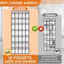 Aheroi 2 Pack 35 Pockets Over Door Shoe Organizer, White, Holds Up to 40 lbs, Mesh Pockets, Foldable, Hanging Shoe Rack