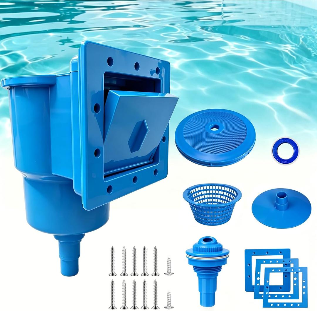 Wide Mouth Above Ground Pool Skimmer, ABS Construction Thru-Wall Pool Skimmer with Snap-in Removable Weir for Above Ground Pools