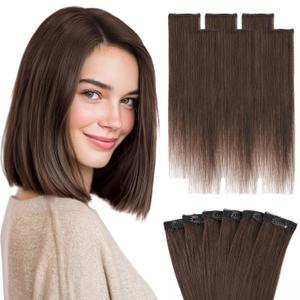 6PCS 6 Clips In Short Hair Extensions Remy Real Human Hair Clip Ins Mini Clip On Hairpin Hairpieces For Women 31g 10 Inch #2R Dark Brown