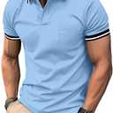 ZITY Mens Polo Shirts Casual Short Sleeve Athletic T-Shirts Classic Contrast Collar Shirt with Pocket XL