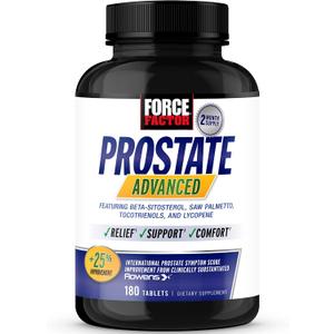 Force Factor Prostate Advanced, Health Supplement for Men for Reducing Nighttime Bathroom Trips, Bladder & Urinary Relief, with Saw Palmetto, Beta-Sitosterol, 180 Tablets (1-Pack) BB Date: 03/2029 