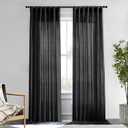 XTMYI Black Curtains 96 Inches Long for Bedroom 2 Panels Linen Sheer Lace Farmhouse Boho Gothic Curtain Drapes for Living Room Home Decor