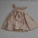 V-Back Satin Flower Girl Dress Girls Pretty Pageant for Wedding Guest First Communion Gown with Bowknot Size 4 Champagne