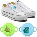 [2 Pack] Compatible with Airtag Holder for Kids Shoelaces & Straps, Cartoon Funny Silicone Case for Children Shoes Shoestring, Waterproof Hidden AccessoriesGreen+Sky Blue