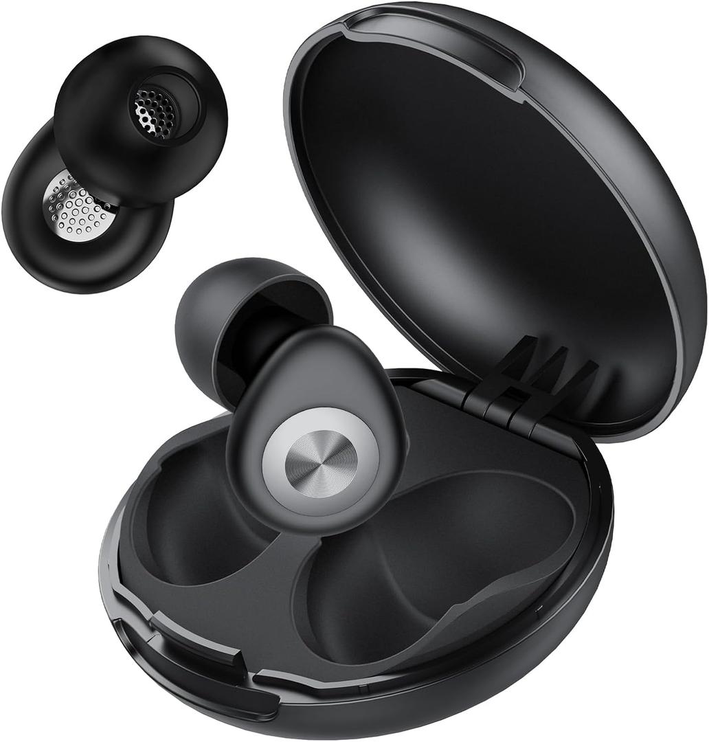 Ear Plugs for Sleeping Noise Cancelling, 45dB Earplugs for Noise Reduction, Reusable Noise Cancelling Ear Plugs Hearing Protection for Focus/Study/Work/Concert, Silicone EarPlugs with Case & 8 Eartips (Classic Black)