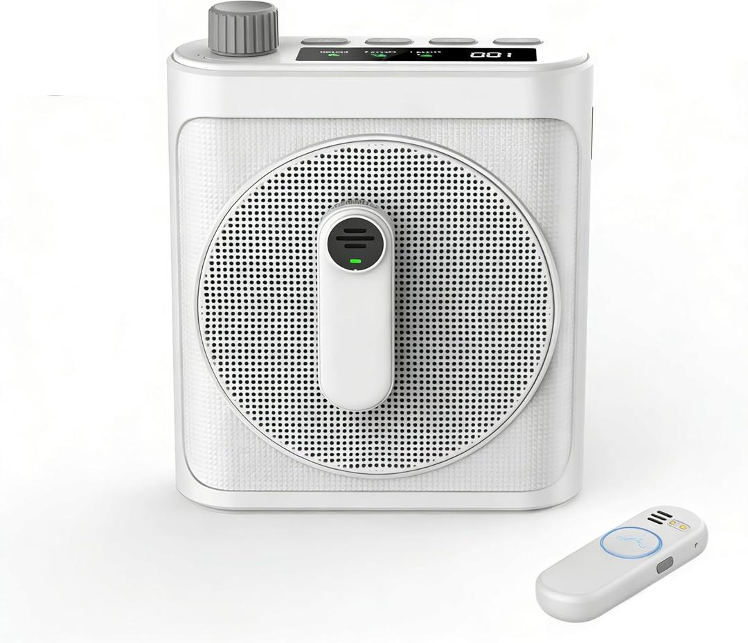 15W Wireless Voice Amplifier with 2 Magnetic Lavalier Mics & Noise Reduction - Bluetooth 5.3 PA System for Teachers, Tour Guide, Yoga - 15H Rechargeable Battery, Waist-Mount Design (White)