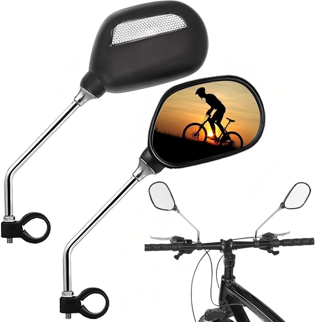 2pcs Bike Mirror Handlebar Mount 360 Adjustable, Wide Rear View Mirror Bicycle Mirrors for Handlebars with Scratch Resistant Glass,Large Wide Angl Bike Rear View Mirror for Motorcycle,Bike Accessory