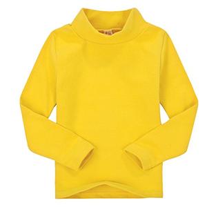CuteOn Children Unisex Solid Color Kids School Uniform Long Sleeve Turtleneck T-Shirt Yellow 4 Years