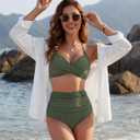Blooming Jelly High Waisted Bikini Sets for Women Tummy Control Swimsuits 2 Piece Sexy Modest Mesh Bathing Suit 2026 (Green, M)