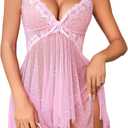Avidlove Lingerie for Women Lace Babydoll Sleepwear Boudoir Outfits Plus Size Langeray, Medium