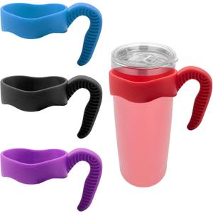 4 PCS 30 Oz Tumbler Handle for Yeti, 4 Colors (Black, Red, Purple, Blue) Anti-Slip Travel Tumbler Cup Holder Replacement Secure Grip (Not Included Cup)