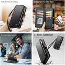 Defencase Compatible with iPhone 17 Case Wallet with RFID Blocking Card Holder for Women and Men, Fashion PU Leather Magnetic Snap Flip Zipper Strap Wallet Phone Case for iPhone 17 6.3", Black