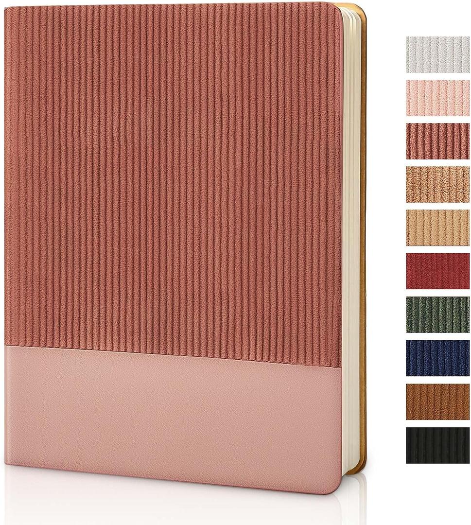 Lined Journal Notebook for Work College Ruled Note Book 7.2"x9.6" B5 PU Leather Daily Journaling 160 Pages for Women Men Writing Home School Supplies Business (Dark Pink)