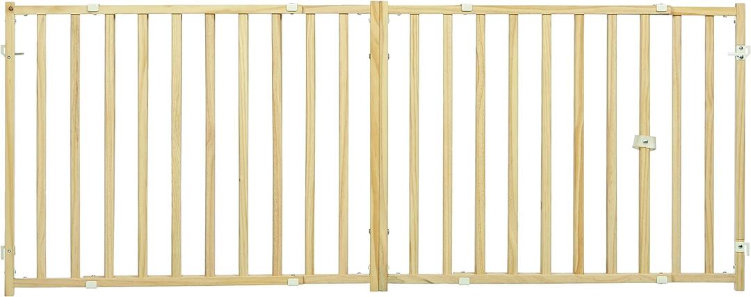 MidWest Homes for Pets Extra-Wide Swing Pet Safety Gate, Dog Gate Expands From 50.25 - 94 Inches Wide, 24-inches Tall, Natural Wood