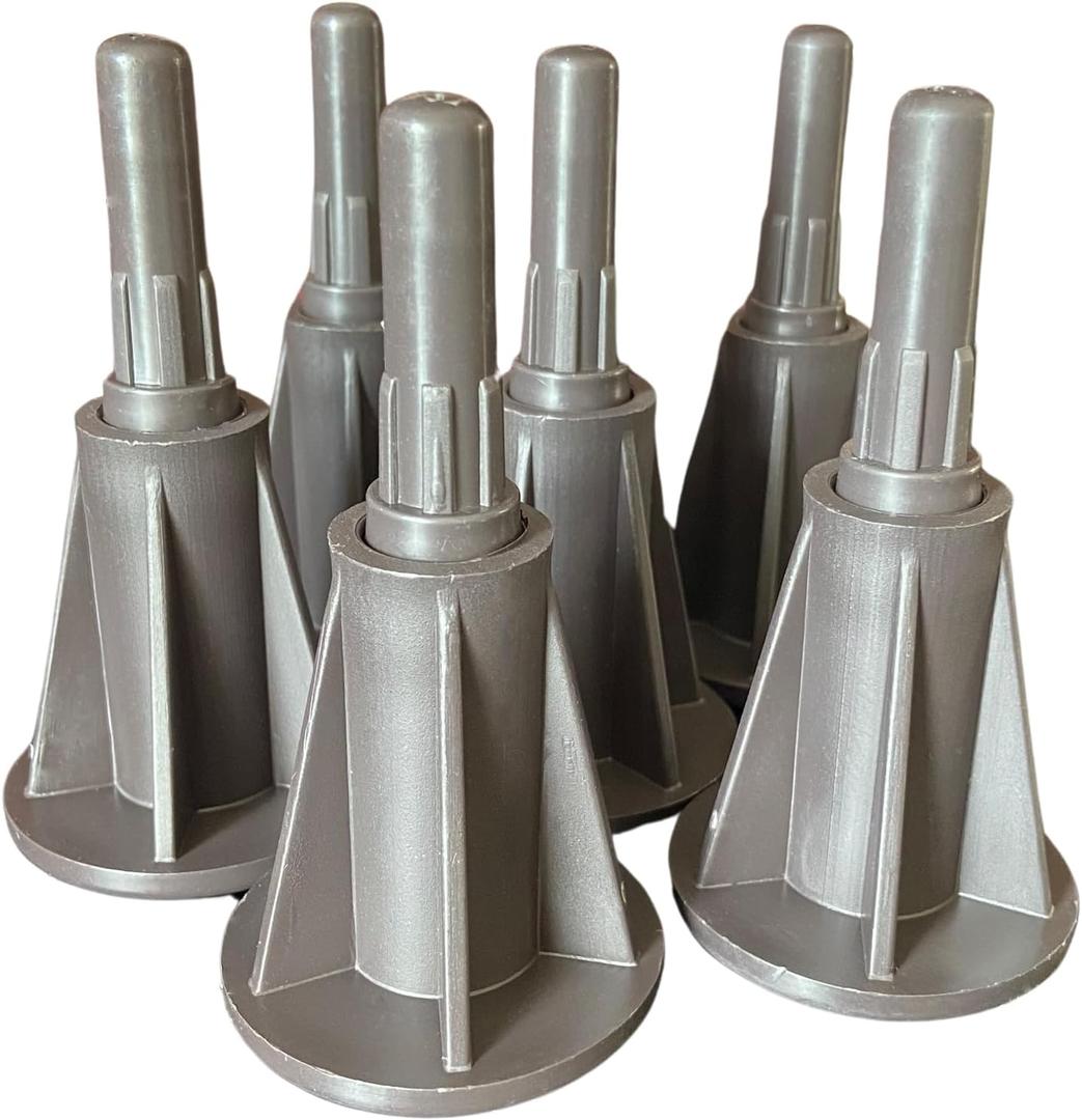 6PCS Steel Stem Plastic Bed Frame Feet to Replace Wheels. Sturdy and Protect Floor. Replacement Bed Feet with Plastic Inserts