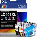 LC401XL LC401 Ink Cartridges Replacement for Brother Ink Cartridges LC401 XL Compatible for Brother MFC-J1010DW MFC-J1170DW MFC-J1012DW MFC-J1800DW Printer(Black Cyan Magenta Yellow, 4 Pack)