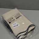 MIULEE Linen Scalloped Shower Curtain with 12 Metal Hooks Boho Farmhouse Cute Heavy Duty Washable Waterproof Thick Cloth Shower Curtains with Black Border for Bathroom Hotel Bathtub,W72*L72, Beige