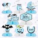 8 Pieces Halloween Honeycomb Centerpieces Blue, A Baby is Brewing Baby Shower Decorations Halloween Baby Shower Party Table Decoration for A Little Boo is Almost Due Baby Shower Boy