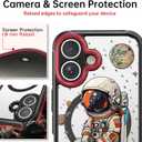 Bouvardia for iPhone 16 Case - Multi-Scenario Kickstand & Cosmic Astronaut Pattern - Compatible with Magsafe - Aesthetic Cute Design for Women and Girls