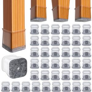 BUMACO Chair Leg Floor Protectors Square Chair Leg Protectors for Hardwood Floors Silicone Pads Covers to Protect Floors Clear-40 Pcs Square XL (1-5/8" to 2")
