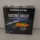 OVENTE 12 Inch Electric Skillet and Frying Pan with Nonstick Coating, 1400W Power, Adjustable Temperature Control, Tempered Glass Lid with Vent and Cool Touch Handles, Black SK11112B