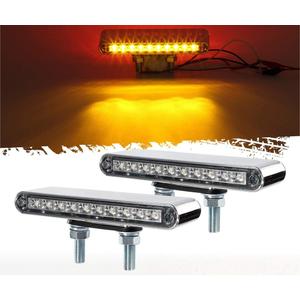 Partsam 2Pcs 6.5" Double Face Truck Semi Trailer Light Bars 10LED Red/Amber Clear Lens Waterproof with Double Studs Sealed Dual Face Led Turn Signal Stop Tail Marker Lights 12V