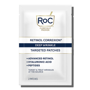 RoC Retinol Correxion Deep Wrinkle NonInvasive Targeted Patches with Hyaluronic Acid + Firming Peptides for Forehead, 11 Lines, Crow’s Feet and Laugh Lines, (6 Patches) with Retinol Eye Packette