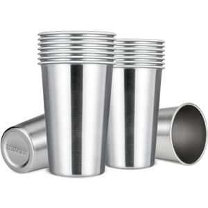 MEWAY Premium Stainless Steel Cups 16 oz Pint Cup Tumbler (16 Pack) - Premium Metal Cups - Stackable Durable CupChilling Beer Glasses, for Travel, Outdoor, Camping, Everyday