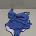 Eomenie Women's One Piece Swimsuits Tummy Control Ruched Push Up Bathing Suit Slimming Tie Back Swimwear Grayish Blue (Large)