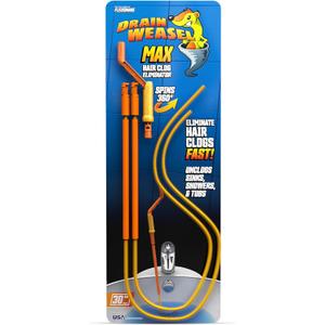 FlexiSnake Drain Weasel Sink Snake Hair Clog Remover Tool, Pipe, Bathroom, Bathtub Drain Cleaner, 30", Made in The USA, 2 Wands and Handle