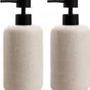Soap Dispensers 400ML 13OZ, 2 PCS Hand Dish Lotion Shampoo Lotion Soap Dispenser Jar, Resin Premium Thick Soap Pump Bottles for Kitchen Bathroom Countertop (Beige)
