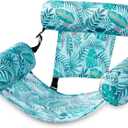Sloosh Pool Floats Chairs Adult,Inflatable Pool Lounge,Plant Pattern Floating Mat Hammock,Blow up Water Chairs Noodles rafts for Party Summer Water Beach Fun