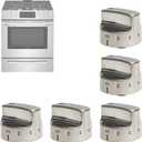 318282310 Gas Stove Burner Knob Replaces (5 Pack) - Compatible with Frigidaire Range/Oven/Cooktop,Kenmore Stove knobs Replacements AP3774164 1062940 AH979119 EA979119 PS979119