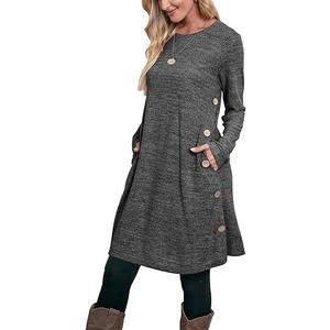 OFEEFAN Womens Long Sleeve Tunic Dres Fall Outfits with Pockets Buttons, Size XXL