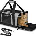 Petskd Pet Carrier 17x11x9.5 Alaska Airline Approved,Pet Travel Carrier Bag for Small Cats and Dogs, Soft Dog Carrier for 1-10 LBS Pets,Dog Cat Carrier with Safety Lock Zipper(Grey)