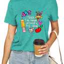 Teacher Shirts for Women Teacher Gifts Short Sleeve Shirts Graphic Tees Summer Tops 2025 (L)