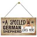 Pet Decor Signs, Decorative Wood Hanging Wood Plaque, German Shepherd Wood Sign, Rustic Door Hanger, Wall Decor Art, Farmhouse Home Decor, Dog Lover Gift, A Spoiled German Shepherd Lives Here (style 1)
